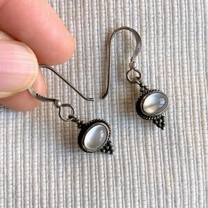 Vintage Sterling Silver 925 Moonstone Dangling Drop Earrings Marked